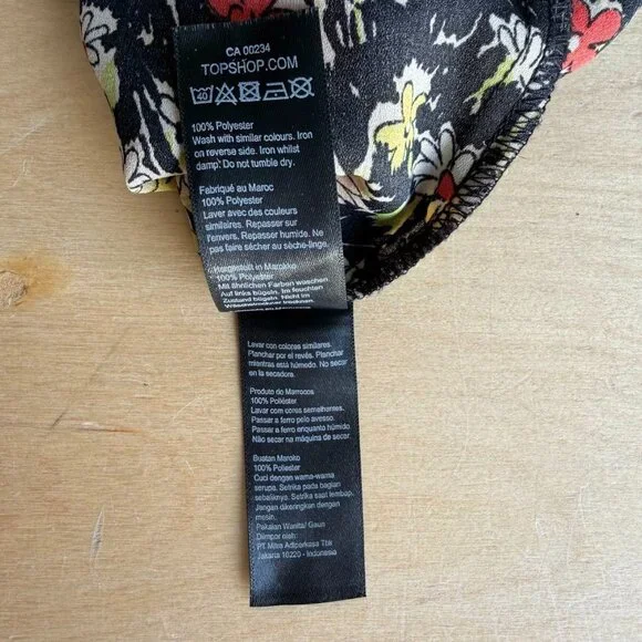 Topshop Grunge Midi Dress V-Neck Front Panel Black Floral Print Size 8 - Picture 7 of 10